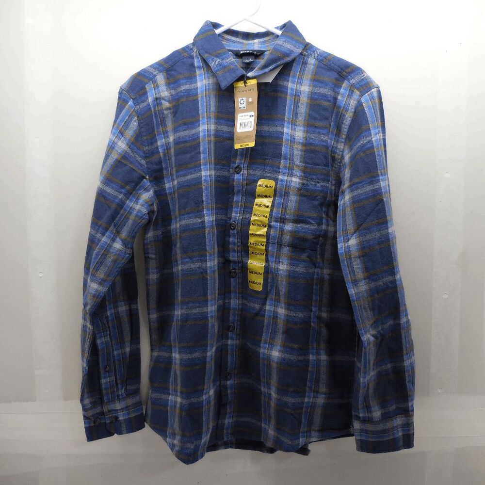 NEW!‎ Eddie Bauer $80 Blue Plaid Flannel Shirt Mens Size Medium New With Tags!